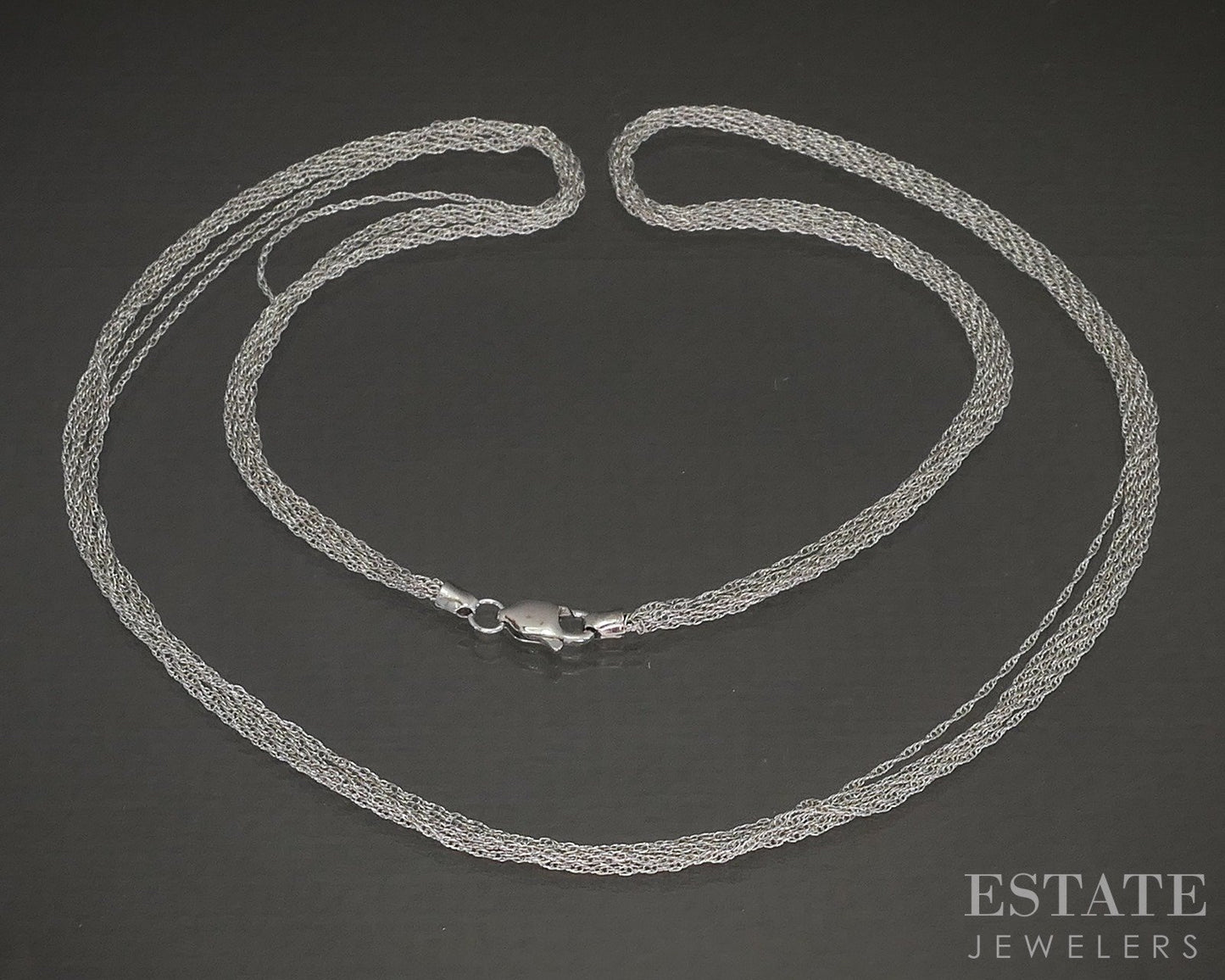18k White Gold Multi Strand Rope Chain Link Ladies Necklace 4.9g 18"L p15610b