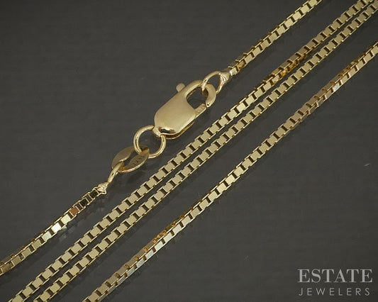 14k Yellow Gold 0.9mm Box Chain Link Ladies Necklace 3.5g 18.5"L p15874b