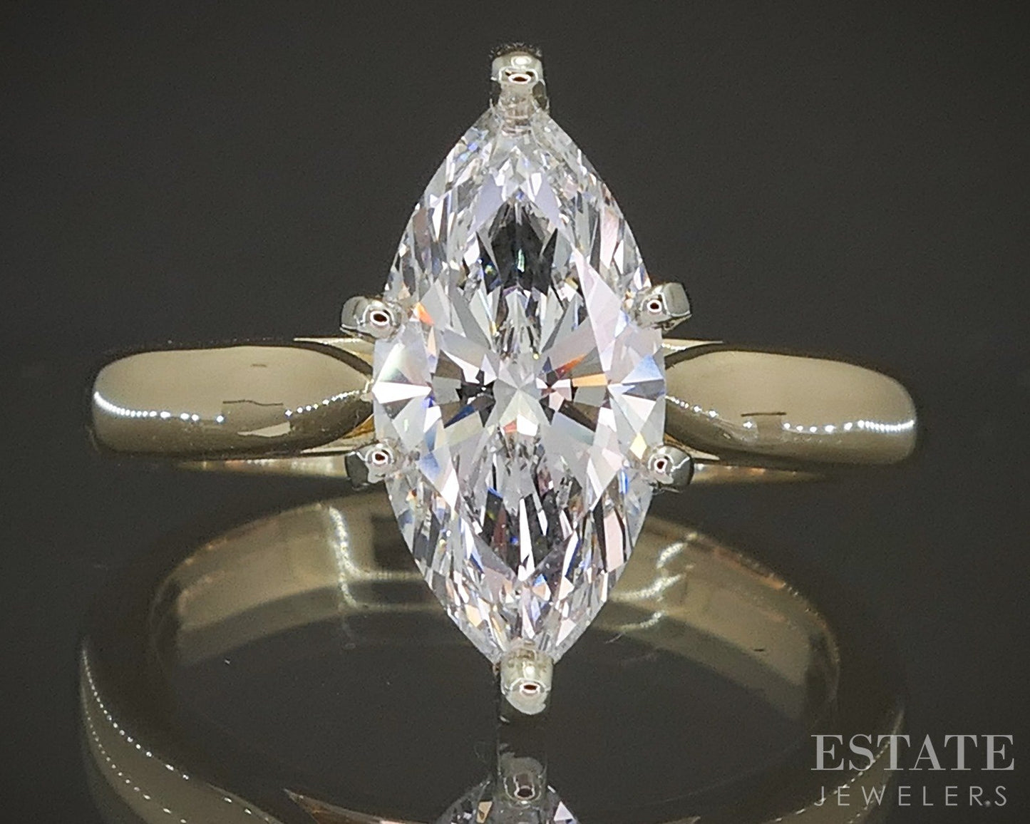 14k Yellow Gold Marquise 1.51ct Lab Diamond Solitaire Engagement Ring p17793b