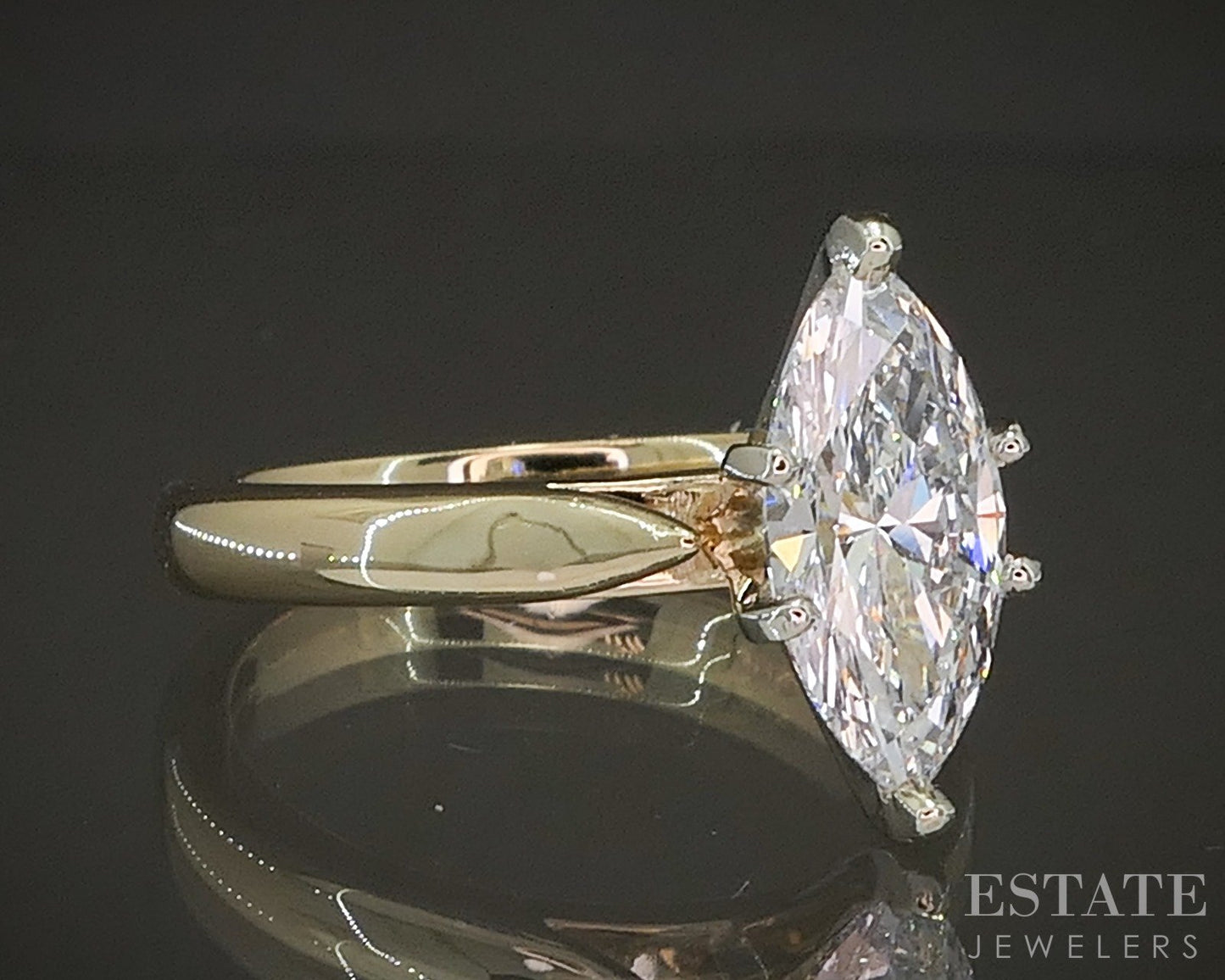 14k Yellow Gold Marquise 1.51ct Lab Diamond Solitaire Engagement Ring p17793b