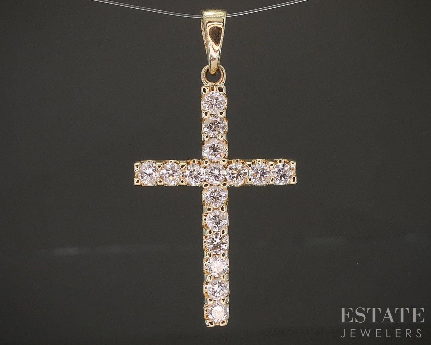 14k Yellow Gold Natural .75ctw Diamond Cross Ladies Pendant 3.2g p63136