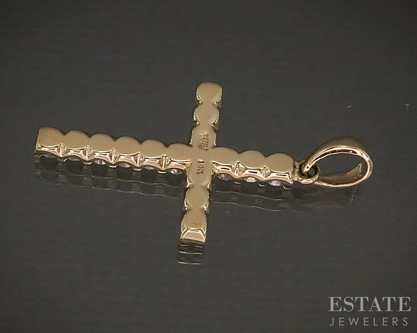 14k Yellow Gold Natural .75ctw Diamond Cross Ladies Pendant 3.2g p63136