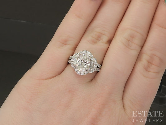 14k White Gold IGI Oval Lab Created 2.69ctw Diamond Engagement Ring 5.8g p39520