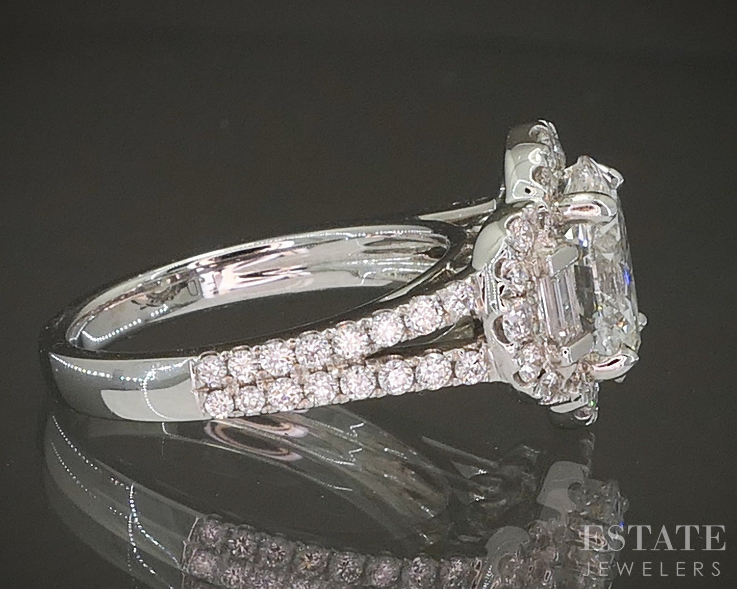 14k White Gold IGI Oval Lab Created 2.69ctw Diamond Engagement Ring 5.8g p39520