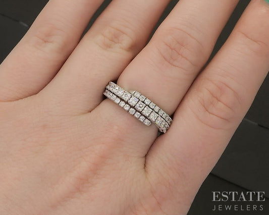 18k White Gold Natural 1.65ctw Diamond Flexible Wrap Band Ring 5.4g p24956