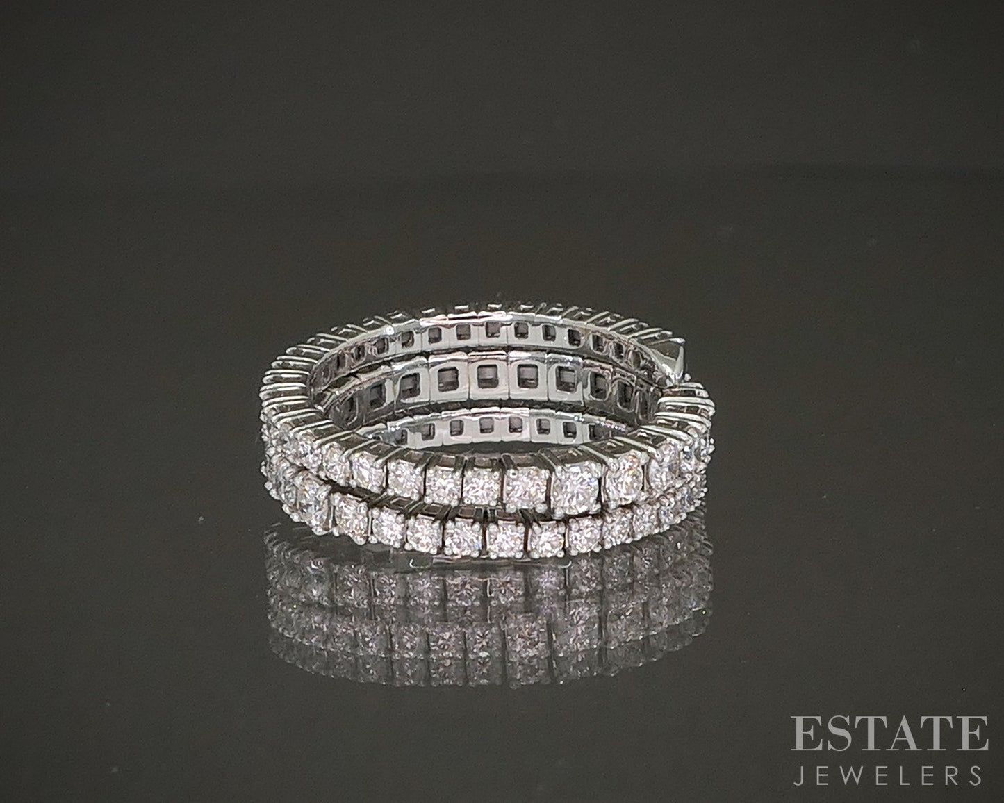 18k White Gold Natural 1.65ctw Diamond Flexible Wrap Band Ring 5.4g p24956