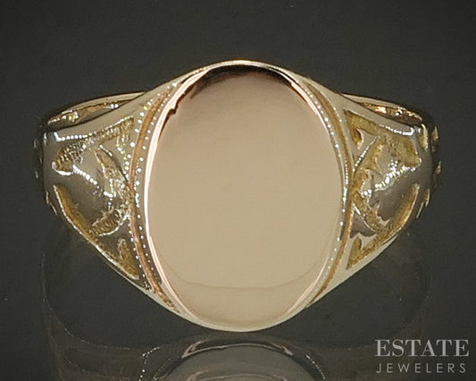 Antique Victorian 14k Yellow Gold Blank Signet Mens Band 4.4g p19598b