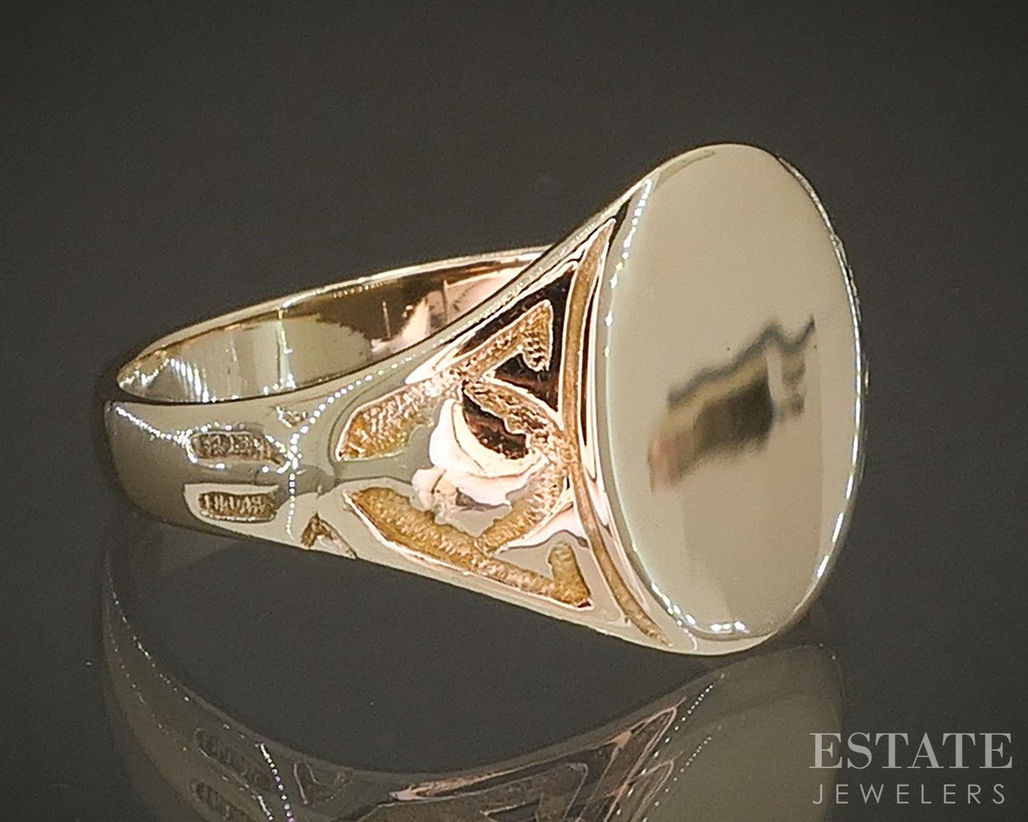 Antique Victorian 14k Yellow Gold Blank Signet Mens Band 4.4g p19598b