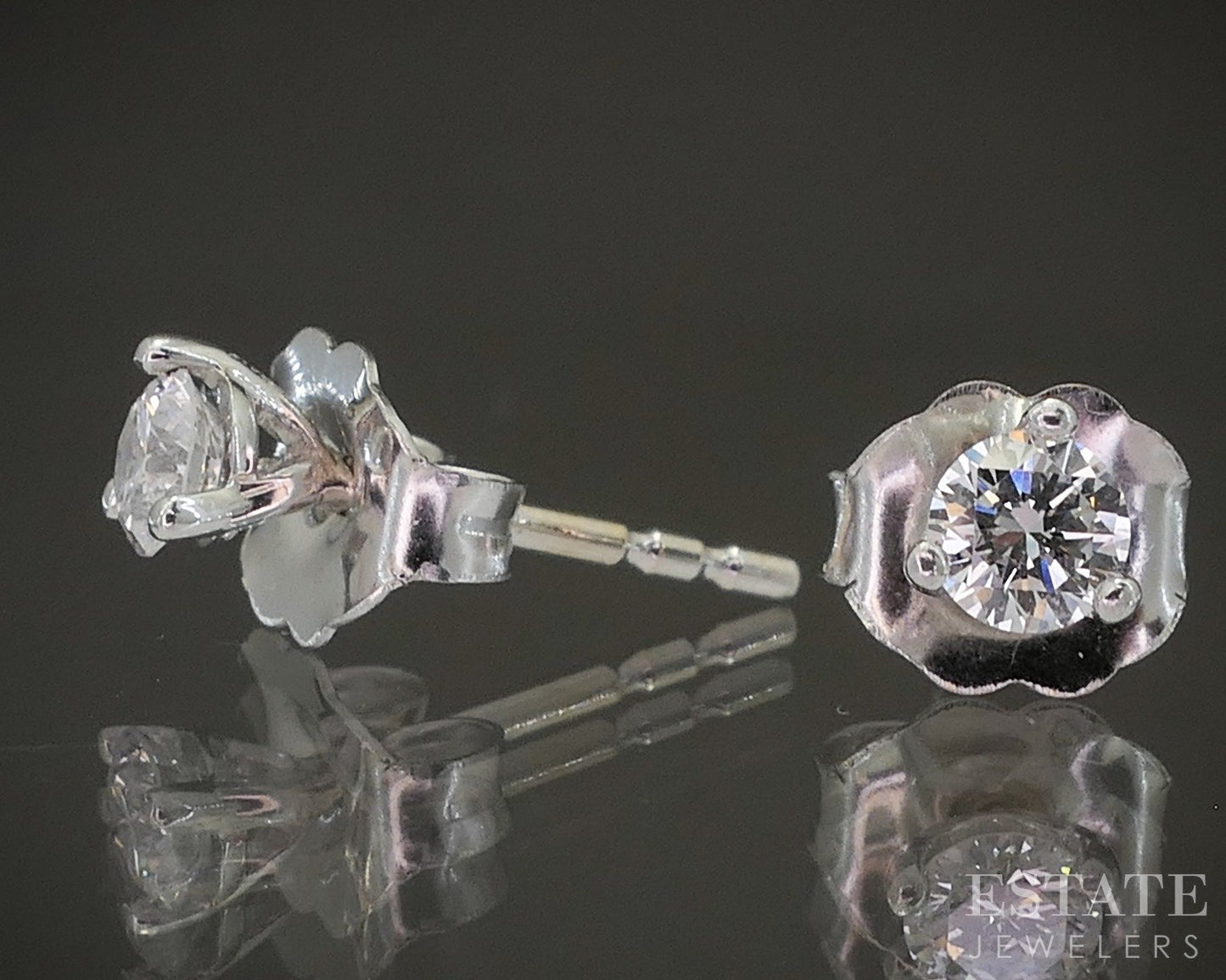 14k White Gold Round Lab Created .20ctw Diamond Martini Stud Earrings p20058b