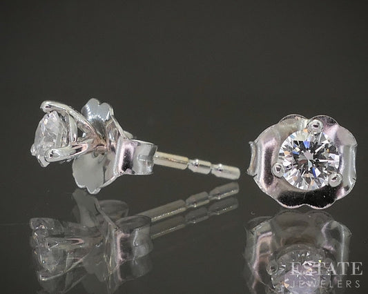 14k White Gold Round Lab Created .20ctw Diamond Martini Stud Earrings p20058b