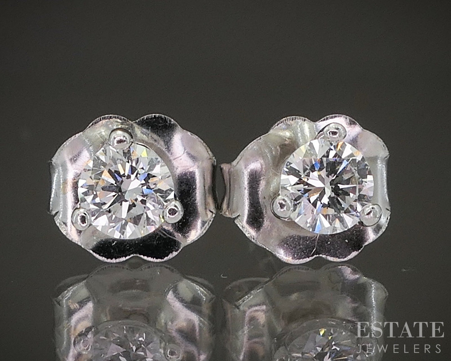 14k White Gold Round Lab Created .20ctw Diamond Martini Stud Earrings p20058b