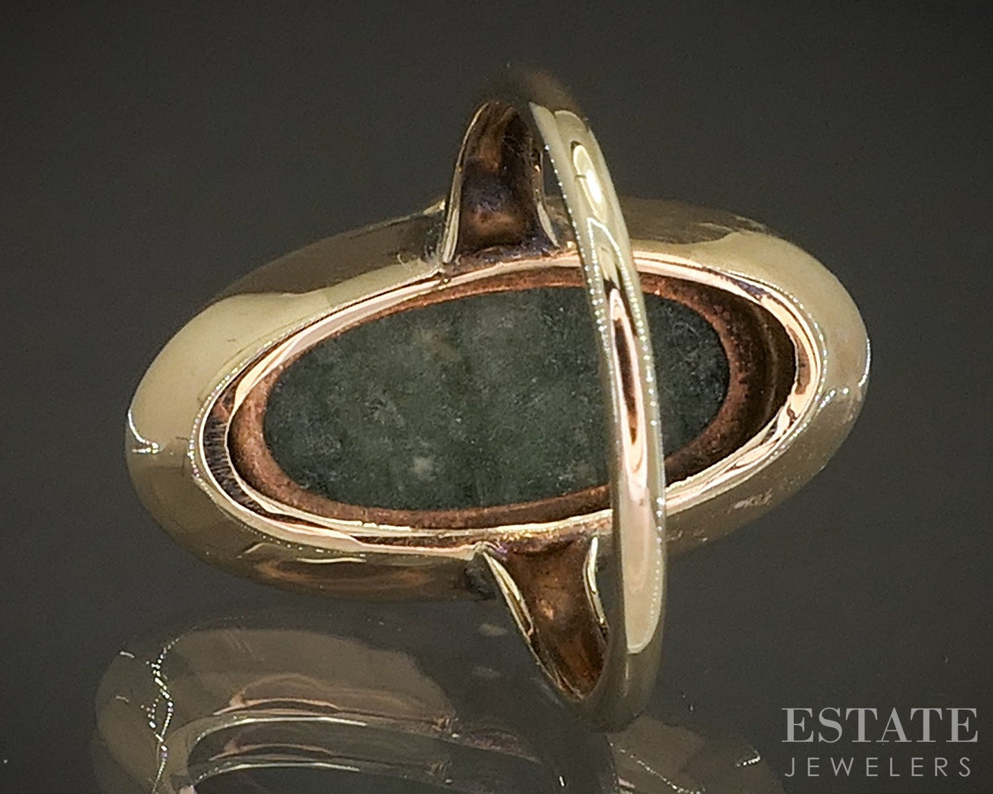 Antique 10k Yellow Gold Natural Connemara Marble Ladies Ring 2.6g p19140b