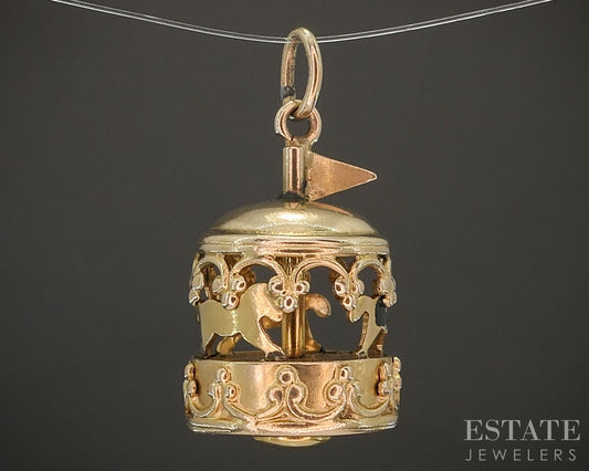 Vintage 14k Yellow Gold Movable Carousel Charm 3.1g p20052b