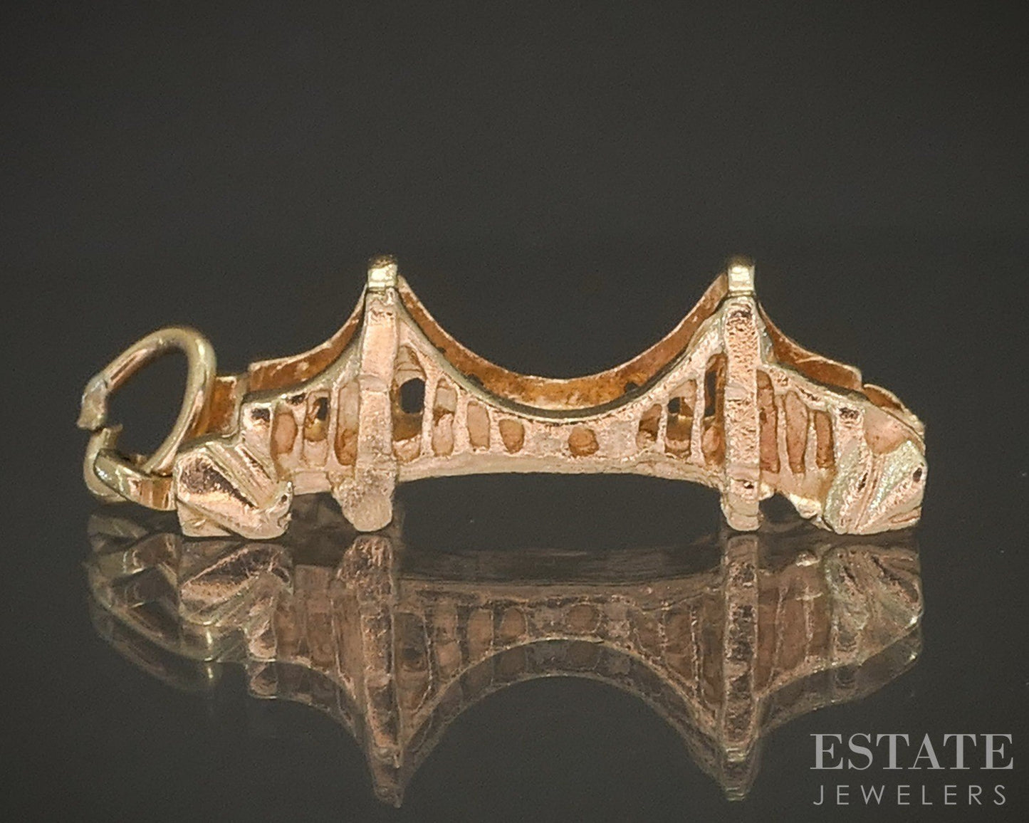 14k Yellow Gold Dimensional Golden Gate Bridge Charm Pendant 2.7g p19995b