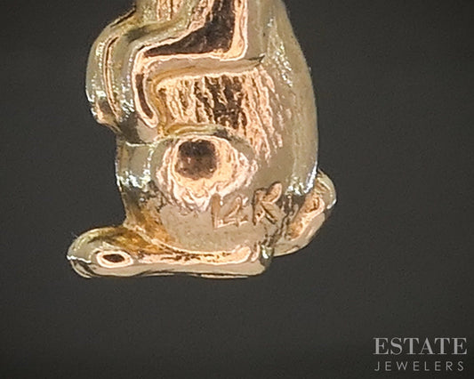 Vintage 14k Yellow Gold Two Sided Bunny Rabbit Charm 1.3g p20053b
