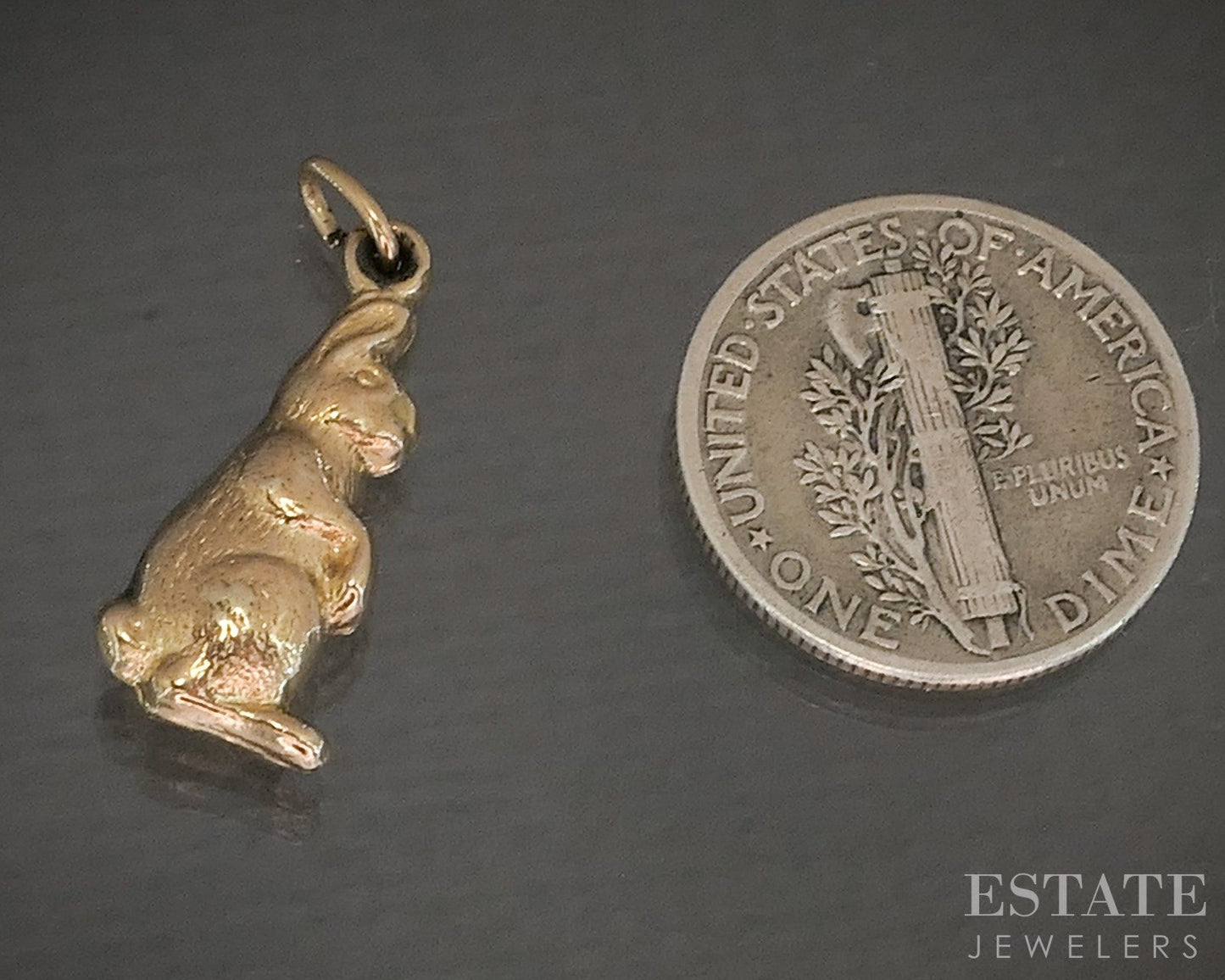 Vintage 14k Yellow Gold Two Sided Bunny Rabbit Charm 1.3g p20053b