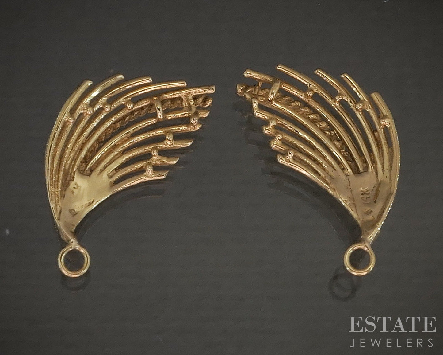 14k Yellow Gold Feather Spray Stud Earring Enhancers Jackets 1.9g p19799b