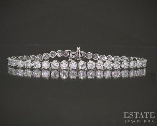 18k White Gold Lab Created 5.50ctw Diamond Ladies Tennis Bracelet 16.9g p18930b