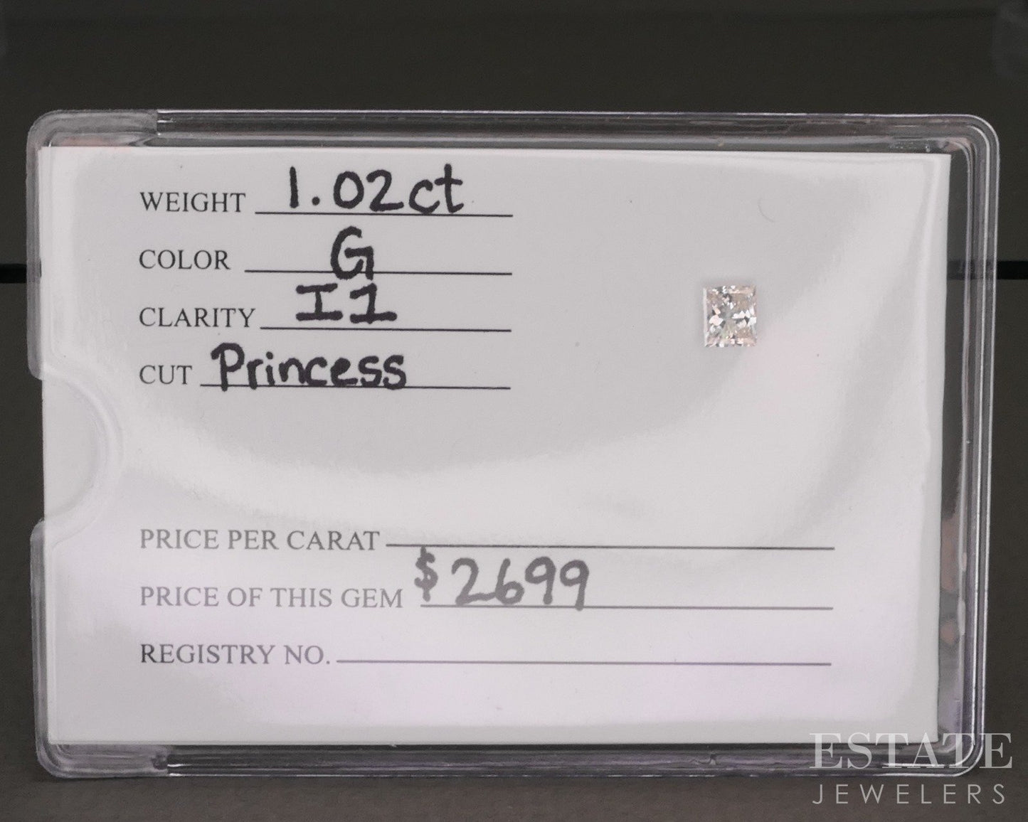 Loose 1.02ct Princess Cut Natural Diamond I1/G p43568
