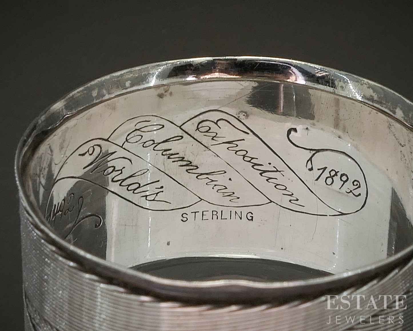 Antique Sterling 1892 Worlds Columbian Exposition Napkin Ring 23g p23081