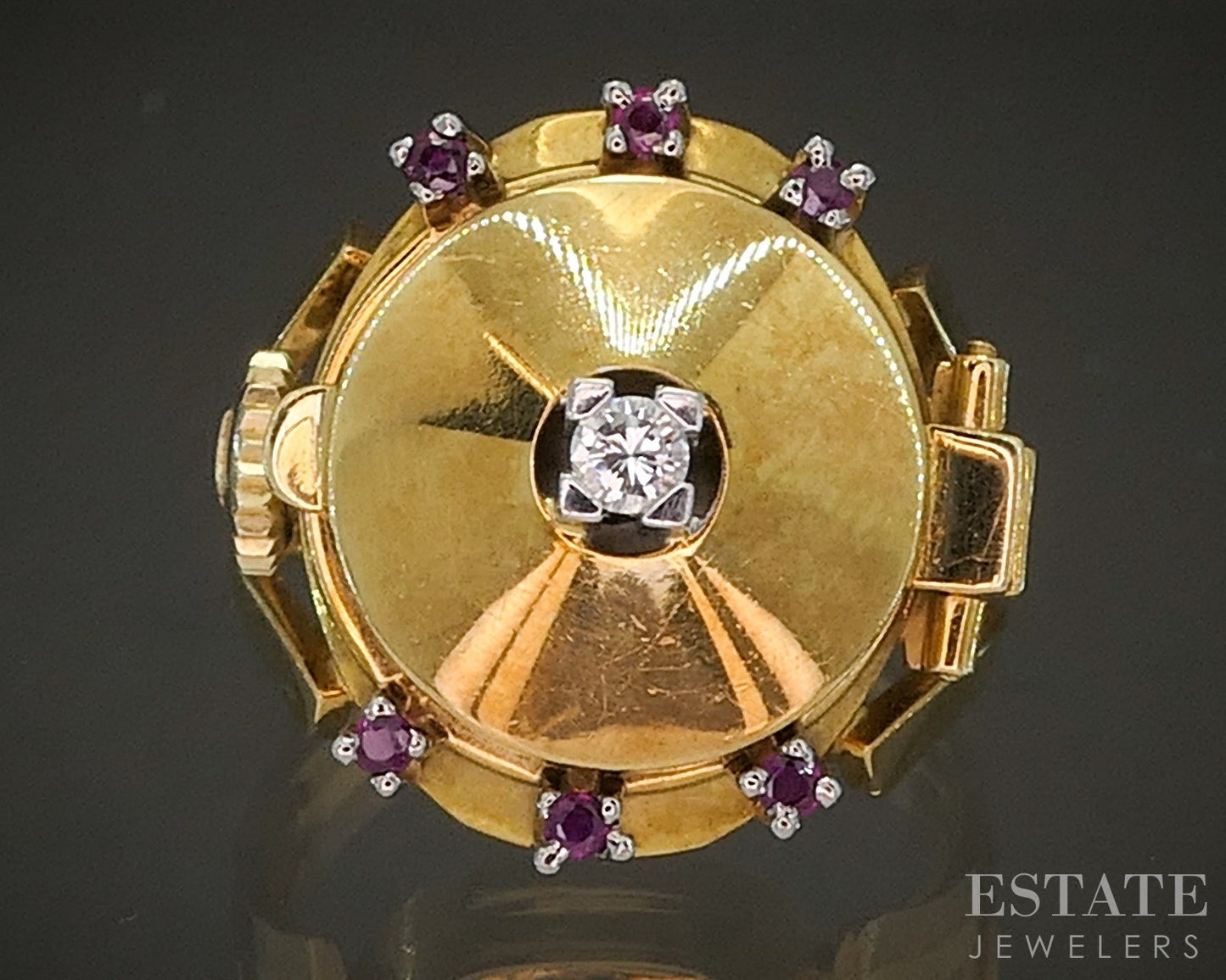Vintage 18k Yellow Gold Bucherer Peek-a-Boo Ladies Ring Watch 12.5g p22360