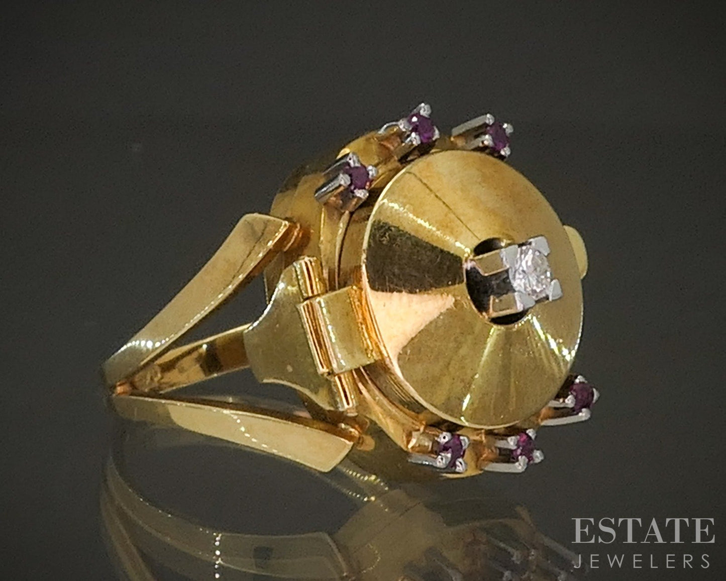Vintage 18k Yellow Gold Bucherer Peek-a-Boo Ladies Ring Watch 12.5g p22360