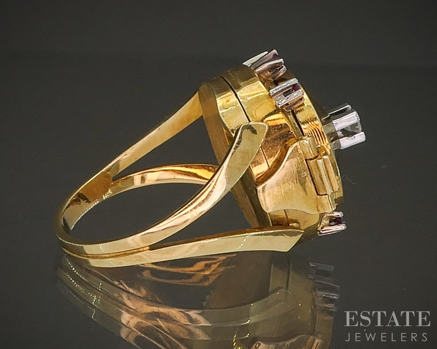 Vintage 18k Yellow Gold Bucherer Peek-a-Boo Ladies Ring Watch 12.5g p22360