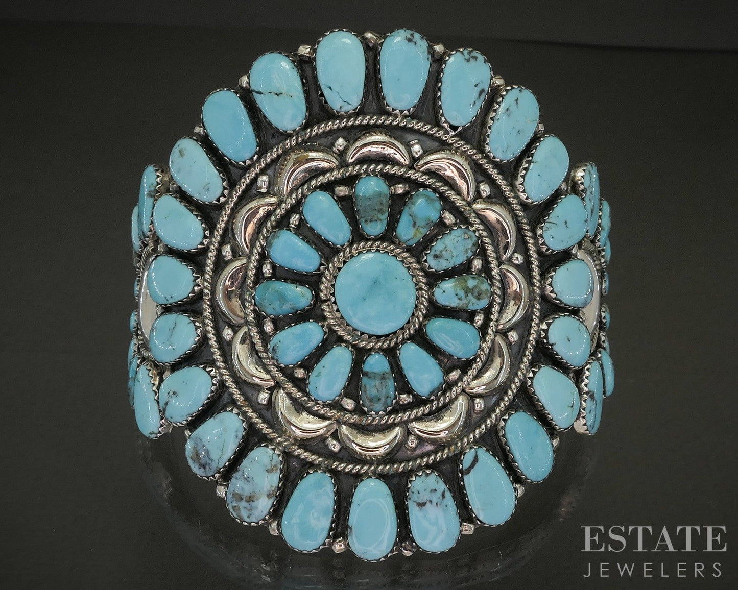 Vintage Sterling Turquoise Navajo Juliana Williams Cuff Bracelet 46g p23155