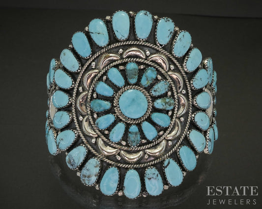 Vintage Sterling Turquoise Navajo Juliana Williams Cuff Bracelet 46g p23155
