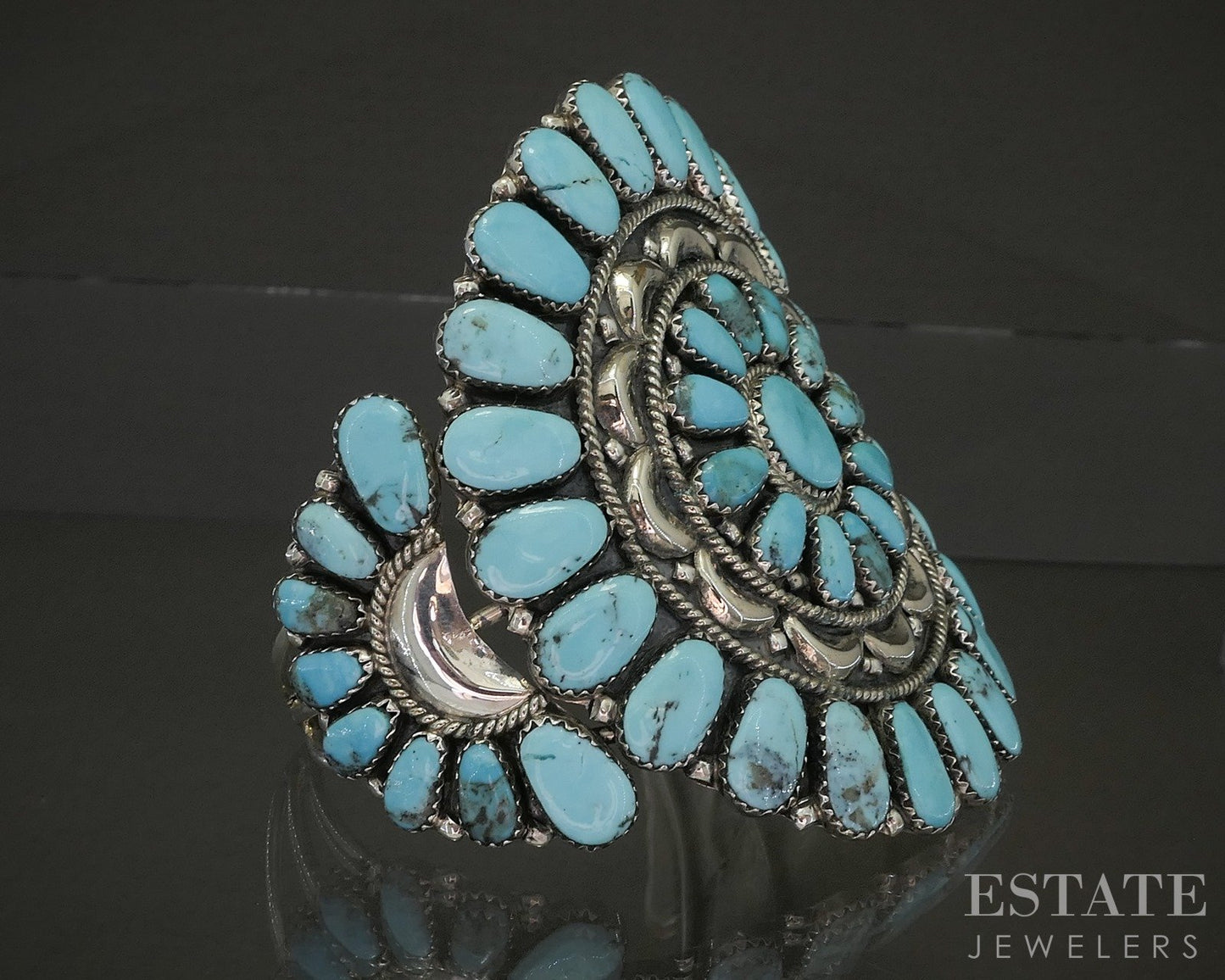Vintage Sterling Turquoise Navajo Juliana Williams Cuff Bracelet 46g p23155