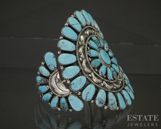 Vintage Sterling Turquoise Navajo Juliana Williams Cuff Bracelet 46g p23155