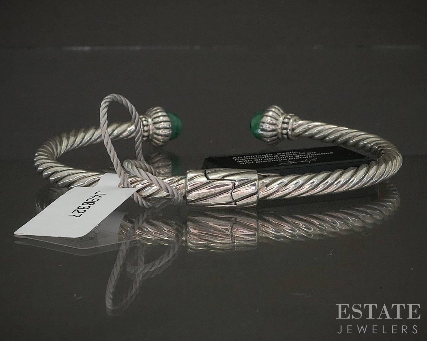 18k & Sterling Silver Natural Emerald Samuel B. Cuff Bracelet 16g p23209