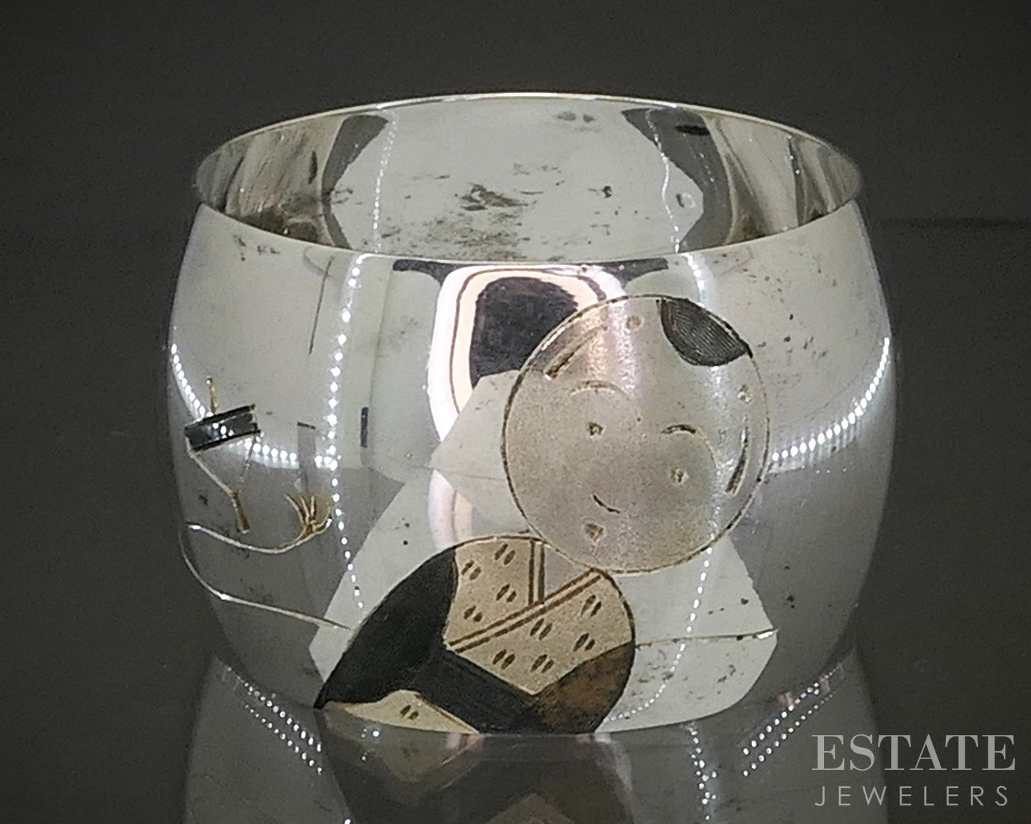 Vintage Sterling Japanese Kokeshi Doll 1960 Napkin Ring 13.7g p23156