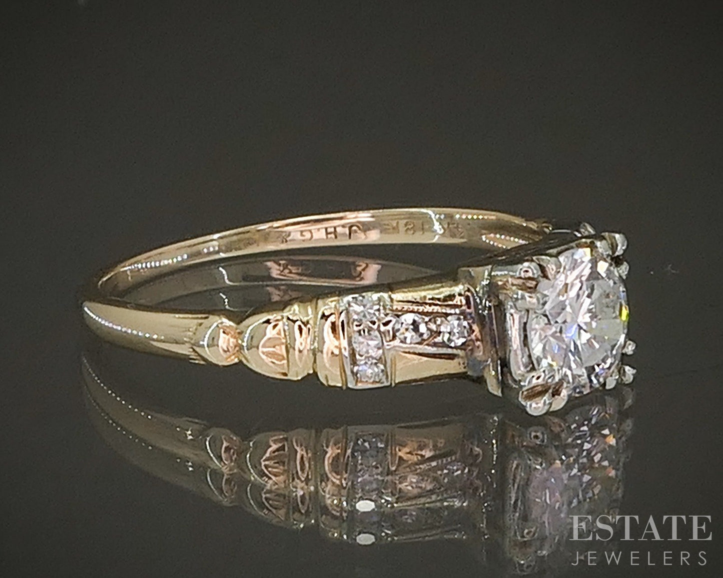 Antique 18k & 14k Gold Transitional Natural .62ct Diamond Engagement Ring p20877