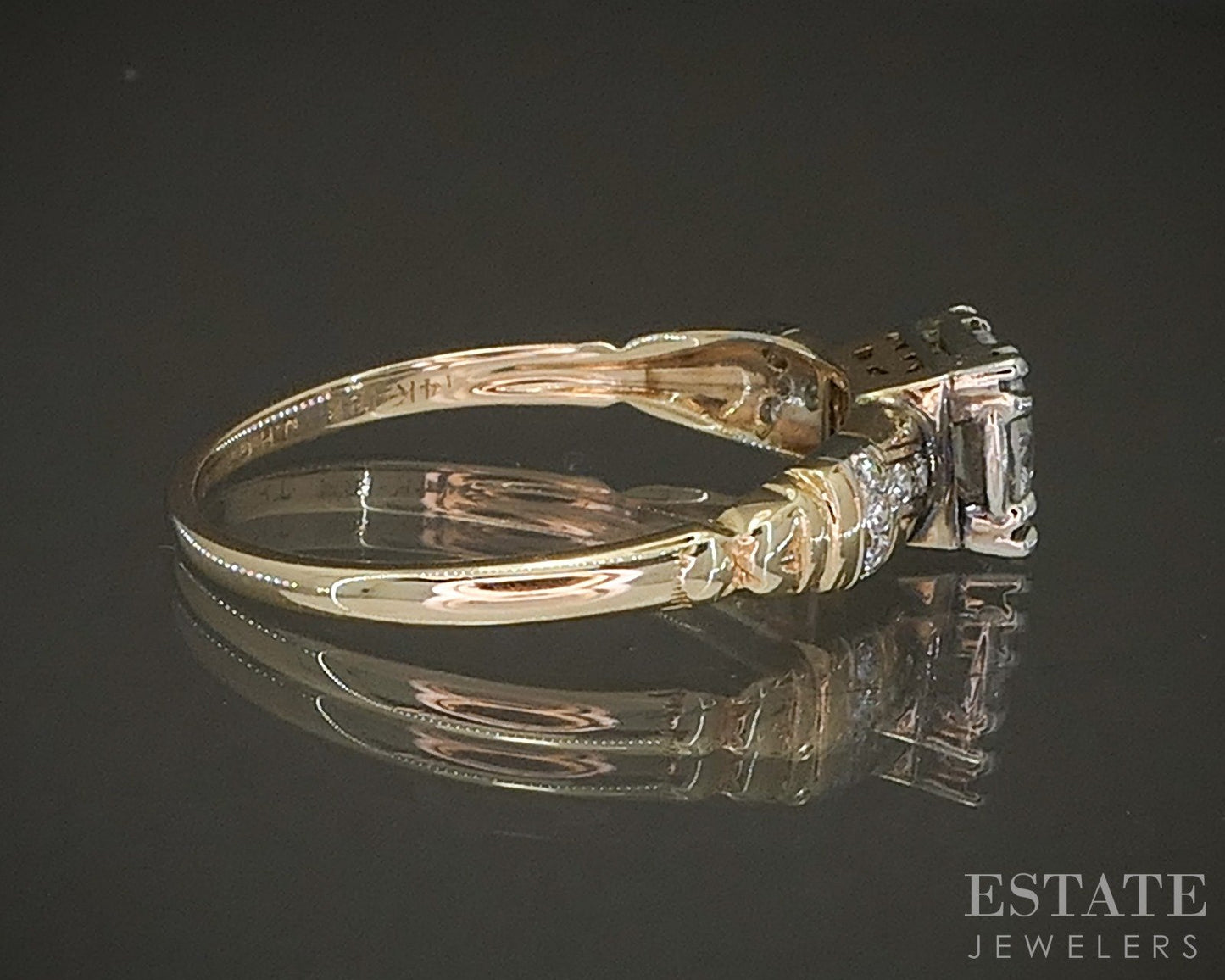 Antique 18k & 14k Gold Transitional Natural .62ct Diamond Engagement Ring p20877