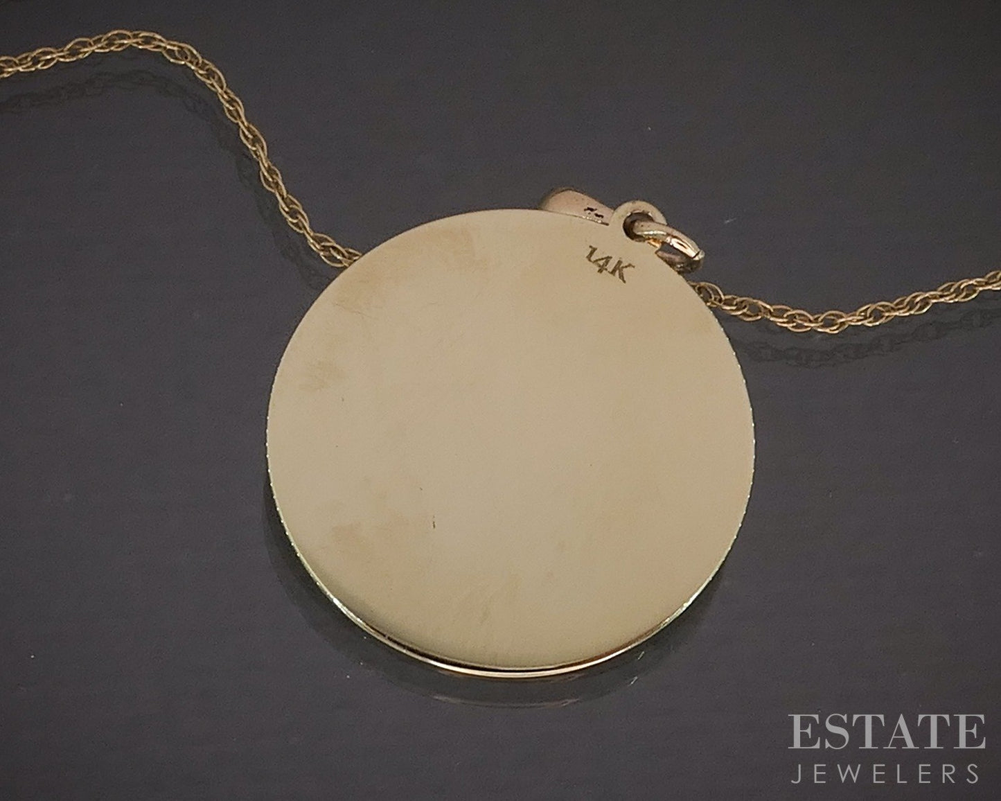 14k Yellow Gold Sun & Moon Circle Charm Ladies Necklace 2.5g 19"L p22494