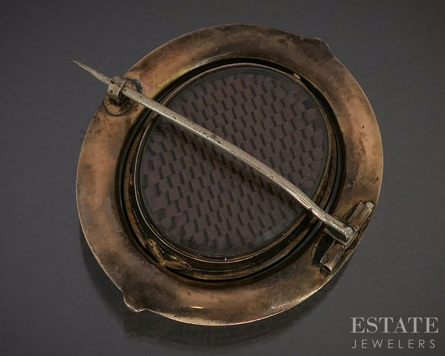 Antique Victorian 10k Yellow Gold Enameled Hair Mourning Pin Brooch 15.6g p22994