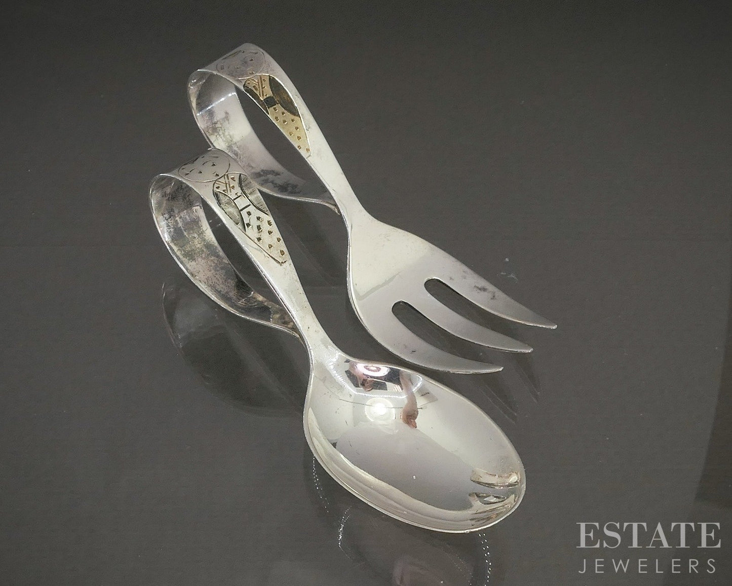 Vintage Sterling Japanese Kokeshi Doll 1960 Fork & Spoon Set 28g p23160