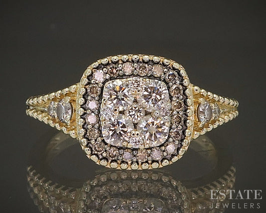 14k Honey Gold LeVian Natural .64ctw Chocolate & Vanilla Diamond Ring 4g p21827