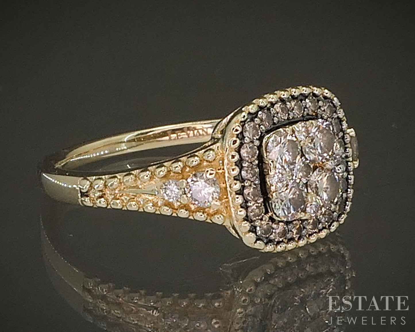 14k Honey Gold LeVian Natural .64ctw Chocolate & Vanilla Diamond Ring 4g p21827