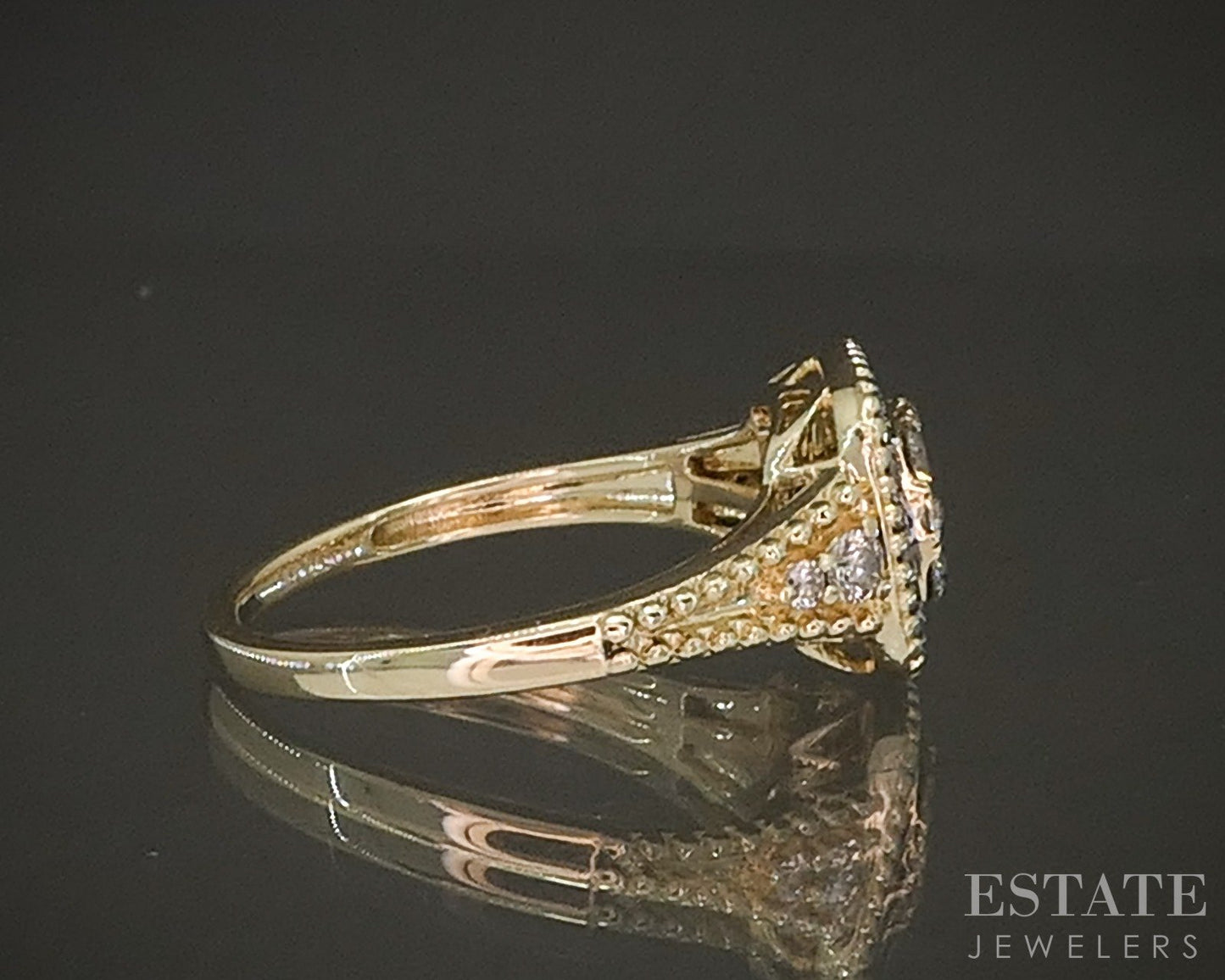 14k Honey Gold LeVian Natural .64ctw Chocolate & Vanilla Diamond Ring 4g p21827