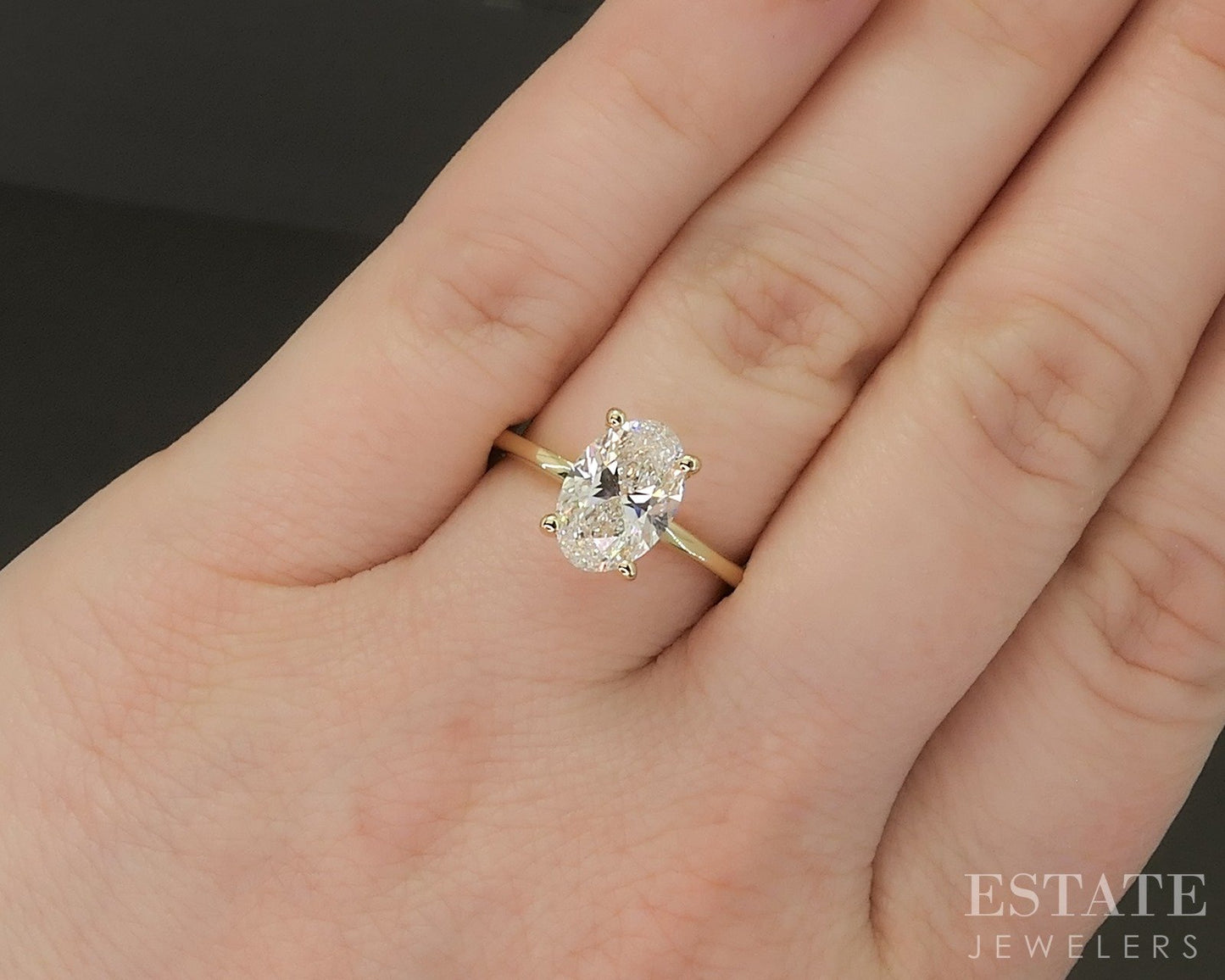 18k Yellow Gold IGI Oval 2.01ct Lab Created Diamond Engagement Ring p22444