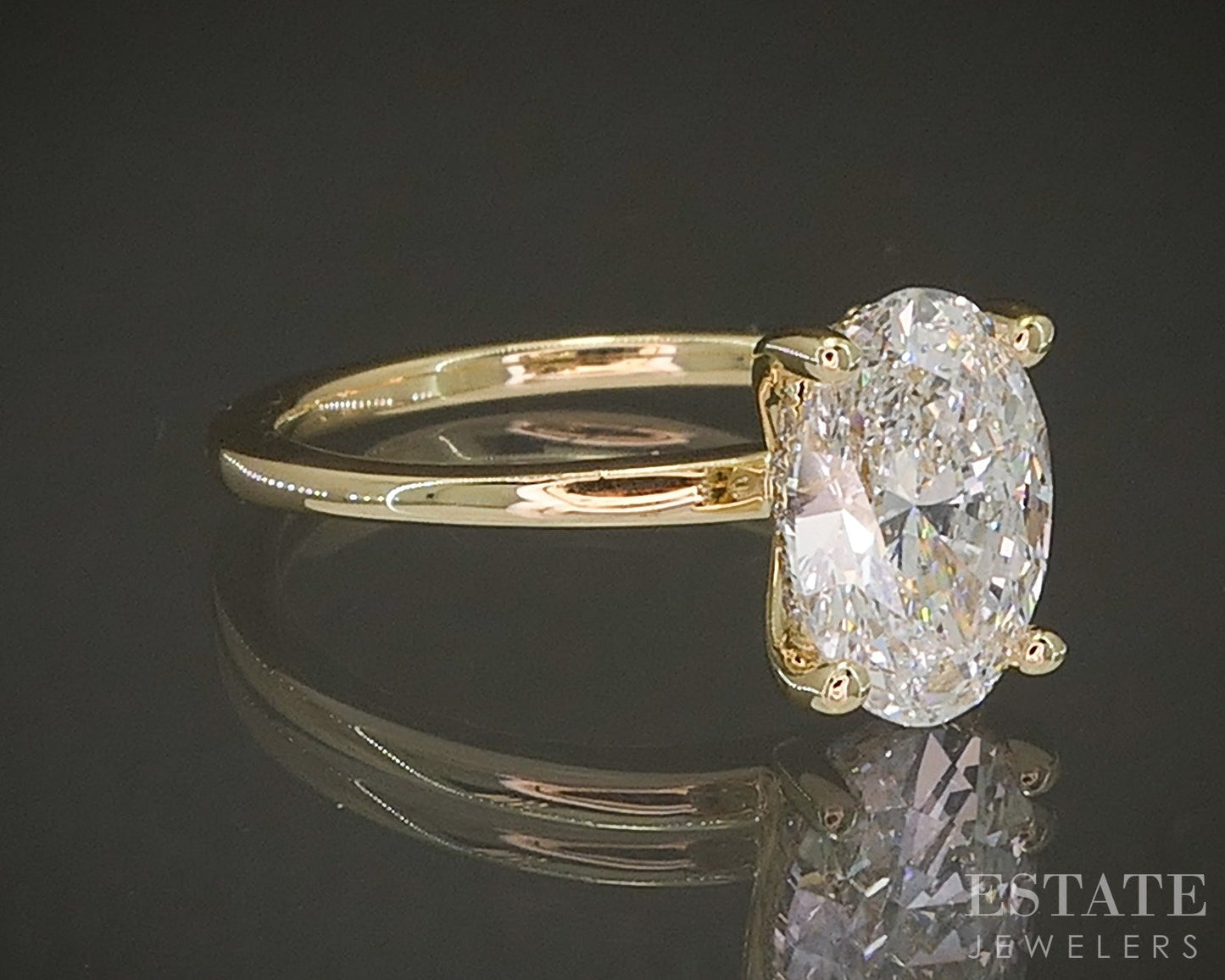 18k Yellow Gold IGI Oval 2.01ct Lab Created Diamond Engagement Ring p22444