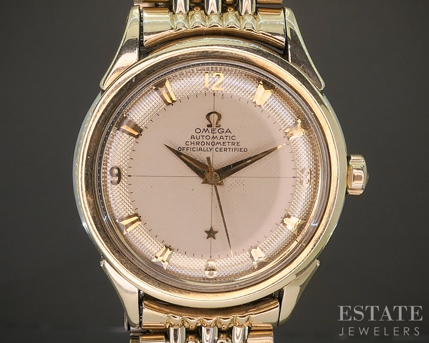 1952 Omega Constellation Pie Pan Honeycomb Gold Capped Cal 354 Mens Watch p24205