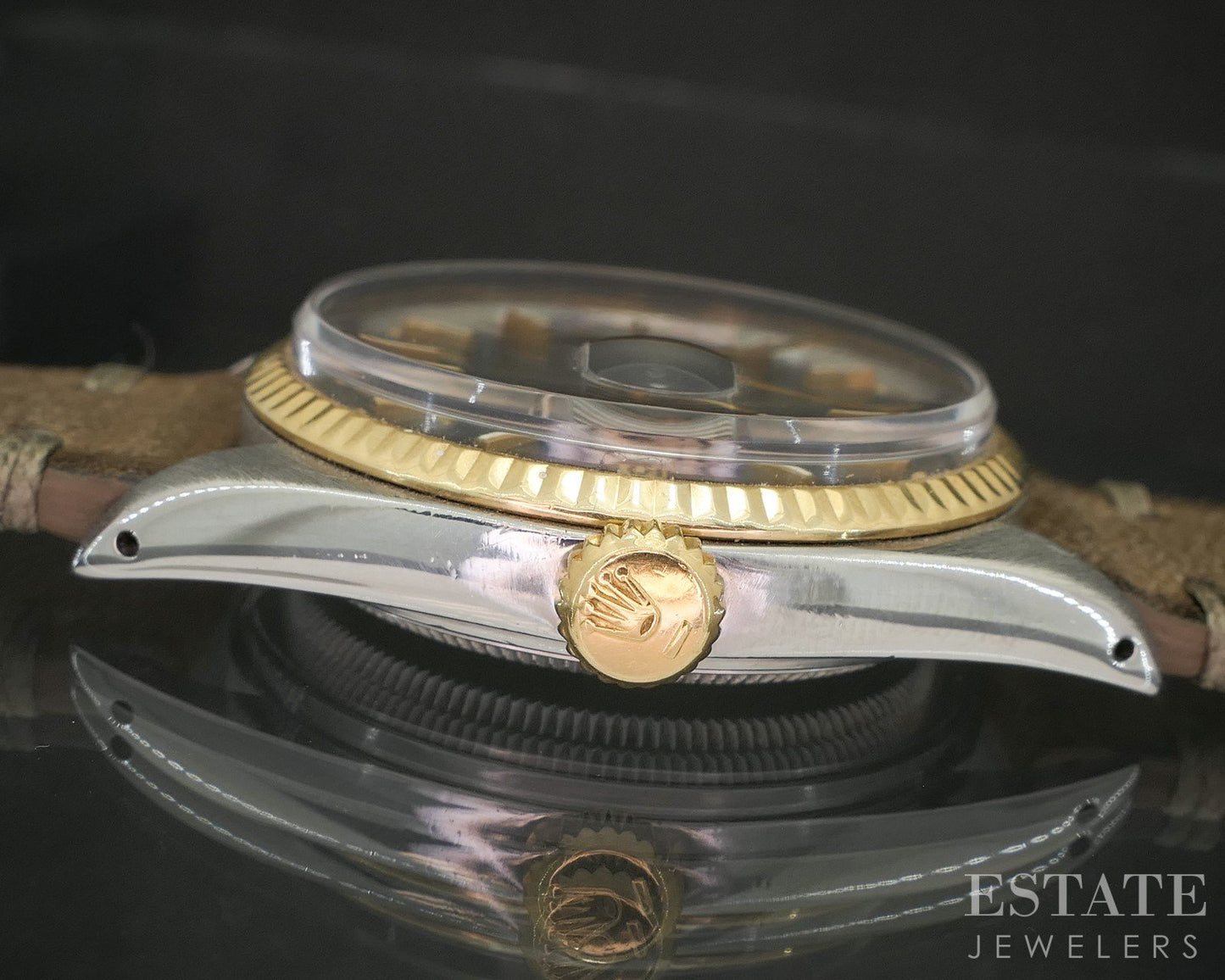 1978 Rolex Datejust Stainless Two Tone 1601 Slate Ghost Dial Mens Watch p23295