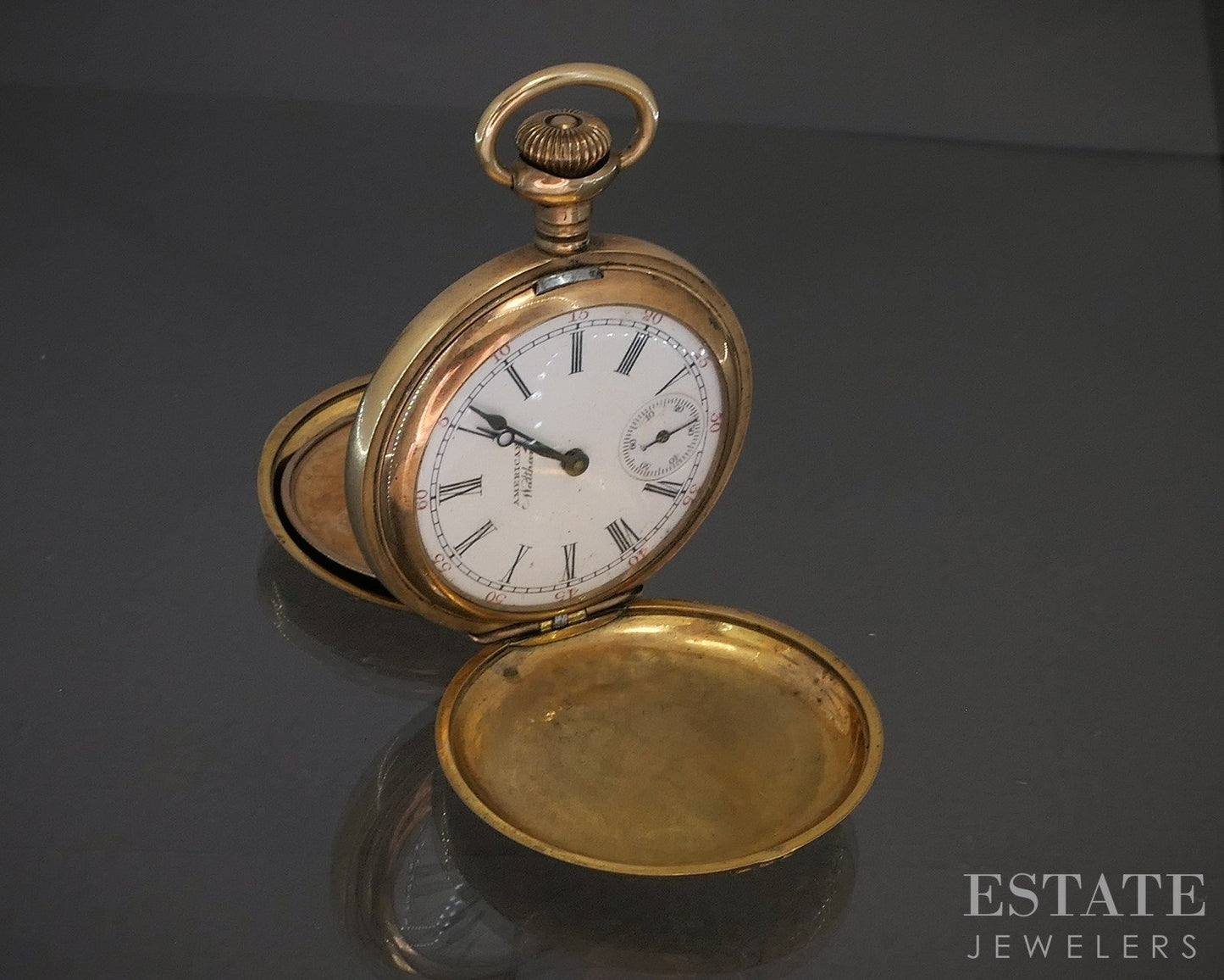 Antique Tri Colored Gold Filled American Waltham Seaside Pocket Watch p15131