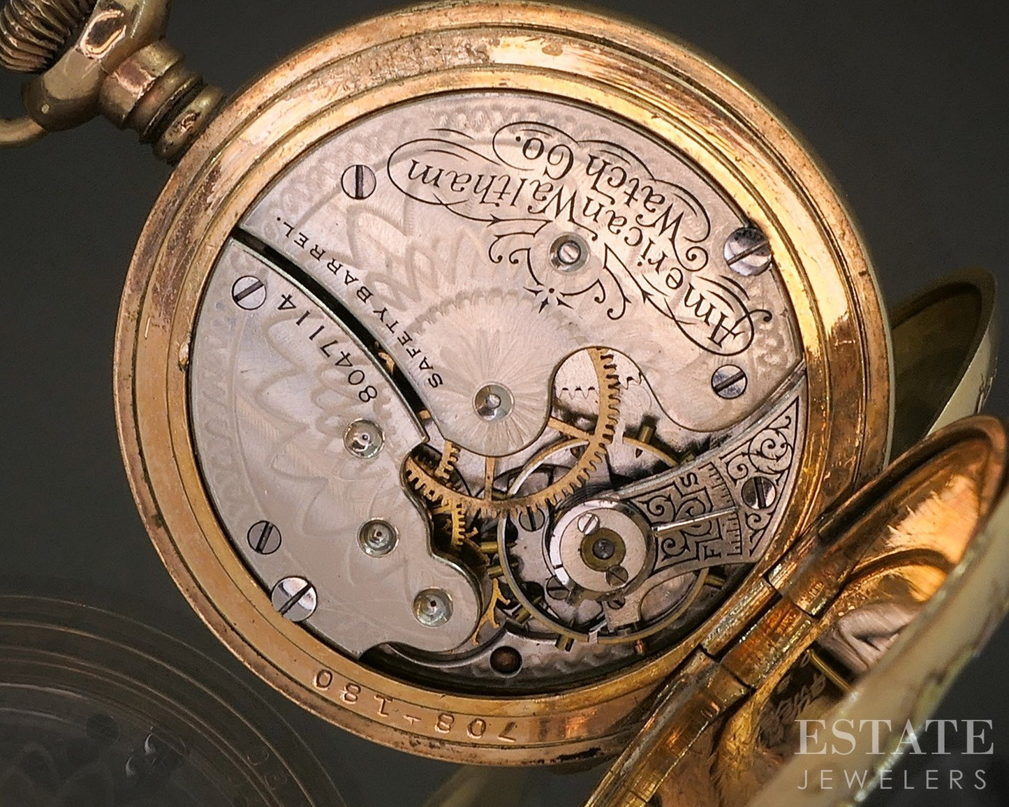 Antique Tri Colored Gold Filled American Waltham Seaside Pocket Watch p15131