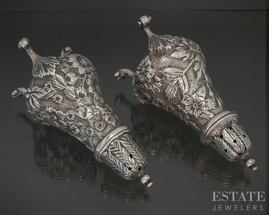 Antique Sterling Jacobi & Jenkins Repoussé Salt & Pepper Shaker Set 131g p23184