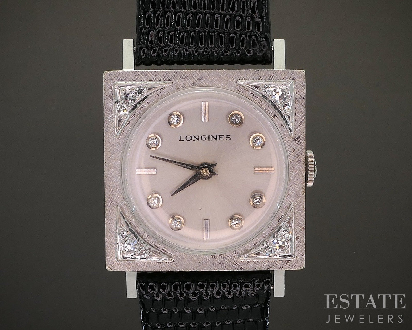 Vintage 1968 14k White Gold Longines Cal. 428 Natural Diamond Watch p22752