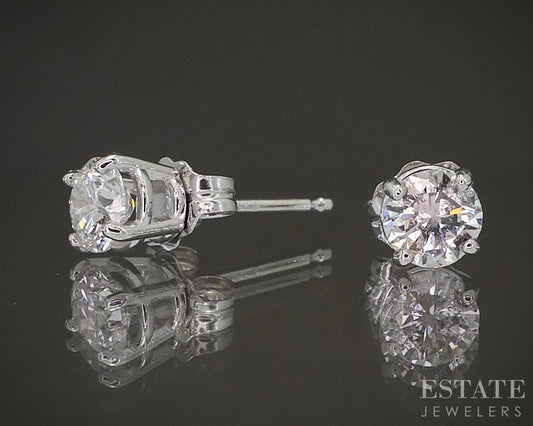 14k White Gold Round Natural .60ctw Diamond Stud Earrings p23046